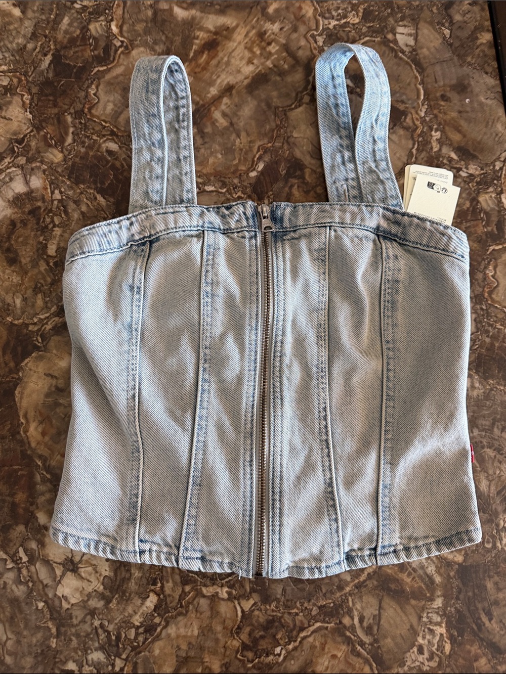 Levi's Sculpted Bustier Top Light Wash NWT - Small